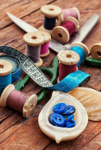 针线包家庭手工艺利用器筒管剪刀裁缝材料卷轴刺绣纺织品工艺针线创造力背景