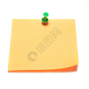 橙色纸笔加塔克照片黄色备忘录白色绿色办公室空白组织房间补给品图片