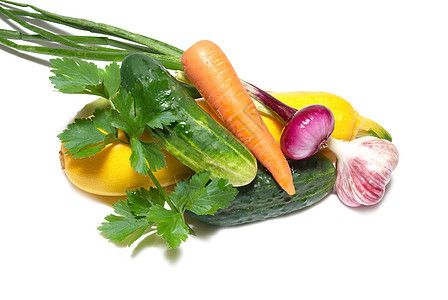 多多种蔬菜水果洋葱季节食物黄瓜香菜叶子橙子团体沙拉图片