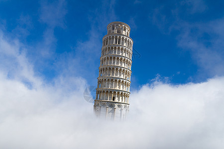 Pisa 塔视图蓝色石墙天空阳光遗产历史性建筑天气日光艺术图片