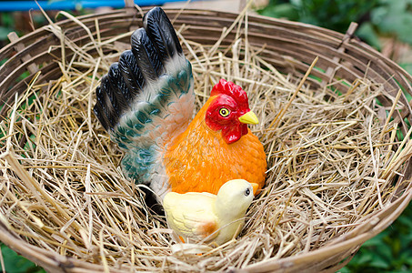鸡雕像农场谷仓装饰手工场地风格玩具羽毛母鸡小鸡图片
