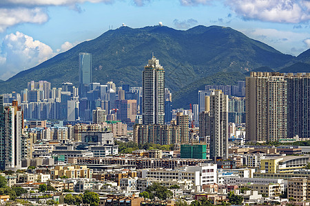 香港日摩天大楼城市天空商业海景顶峰蓝色金融场景办公室图片
