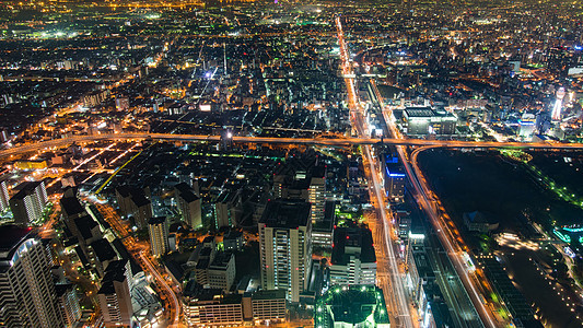 大阪市风景之夜城市旅行全景商业景观场景吸引力办公室市中心游客图片