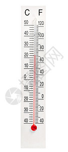 白色背景的家用汞温度计图片