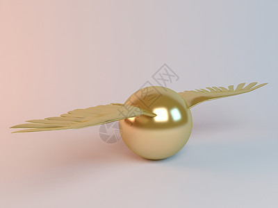 金3D飞行动物球羽毛翅膀捕食者生活金子商业荒野反射金属工作室图片