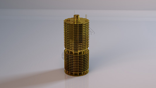 金3D物体详细塔财富建筑学金属勋章工作室奢华展示建筑摩天大楼建筑物图片