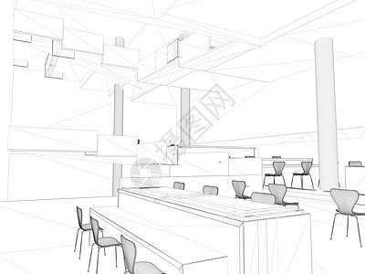 线框图的透视 3D 渲染计算机房地产技术场景插图原理图建筑学框架设计街道背景图片