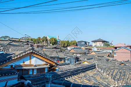 度假屋村 韩国传统风格建筑S房屋旅行房子村庄背景