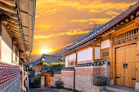 韩国东大门村 韩国传统风格建筑S房屋村庄旅行房子背景