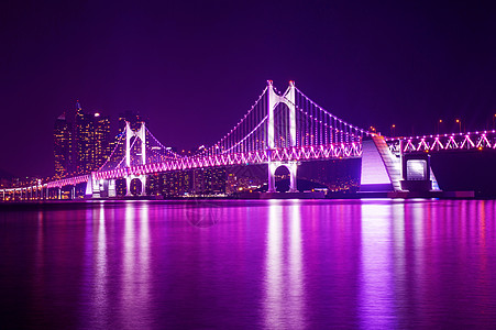 黄安桥和海云台晚上在韩国釜山办公商业夜景市中心胜地场景港口地方天际地标图片