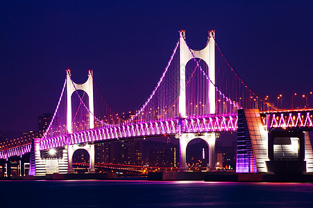 黄安桥和海云台晚上在韩国釜山大楼办公景观港口旅游旅行胜地建筑物观光目的地图片