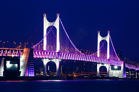 黄安桥和海云台晚上在韩国釜山商业旅游大楼地标天际港口夜景地方海洋金融图片