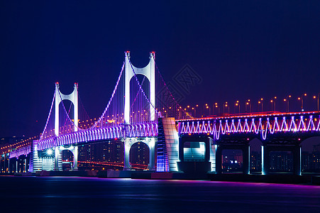 黄安桥和海云台晚上在韩国釜山地方办公胜地观光旅行建筑物市中心商业大楼海洋图片
