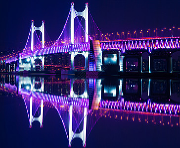 黄安桥和海云台晚上在韩国釜山目的地市中心场景景点地方胜地建筑物旅游商业办公图片