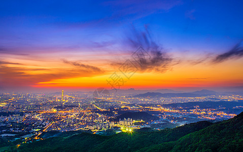 韩国首尔的南韩天际 对韩国的最佳展望金融目的地都市场景景观建筑物商业夜景堡垒旅行图片