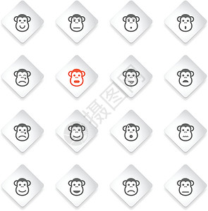 猴子情绪简单图标眼睛打印怀疑论网站惊喜微笑笑声图片