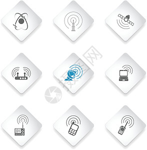 无线电信号简单矢量图标图标集地球天线符号数据电脑收音机电话对讲机商业图片