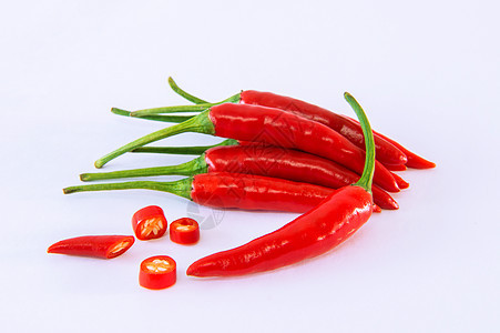 白色背景的红辣椒辣椒香料食物绿色植物烹饪蔬菜厨房胡椒宏观红色图片