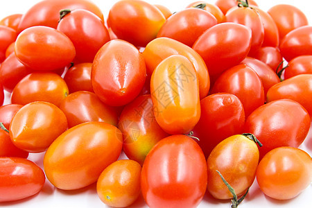白背景孤立的葡萄或樱桃番茄蔬菜团体生产植物营养红色水果饮食白色食物图片