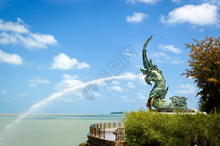 Naga 雕像旅行建筑学蓝色信仰古董艺术宗教寺庙旅游文化图片