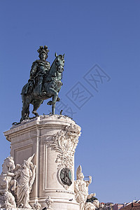 何塞一世国王在商业广场上的神像青铜市中心城市旅行观光纪念碑地标历史正方形马术图片