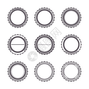 一套标志 矢量说明邮票潮人网络徽章插图圆形标签灰色标识收藏图片