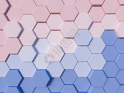 蓝度和玫瑰采石场抽象3d六边形背景数字技术蜂窝推介会商业蜂蜜墙纸玫瑰黑色渲染图片
