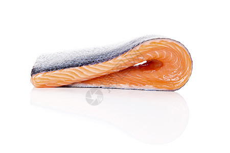 孤立的新鲜鲑鱼牛排牛扒红色美食皮肤食物美味宏观横截面烹饪营养图片