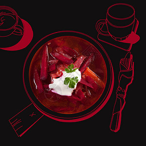 美味的罗士汤插图红色午餐咖啡啤酒刀具食物正方形紫色乡村图片