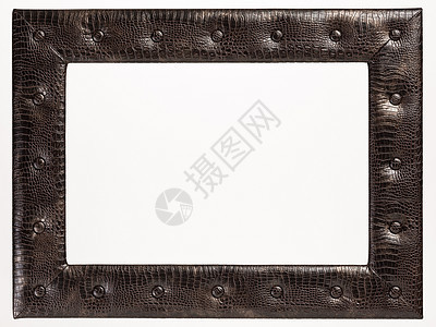 白色背景上的空白相框棕色摄影装饰木头照片边界皮革框架风格乡村图片