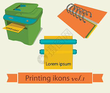 打印图标集 1打印机印刷数码收藏丝带彩书桌面打样插图床单图片