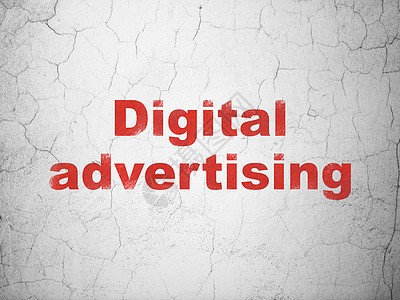 背景墙上的广告概念数字广告战略宣传水泥风化互联网膏药网络市场产品插图图片