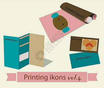 打印图标设置 4包装小册子海报插图印刷中心加工平面丝带复制图片