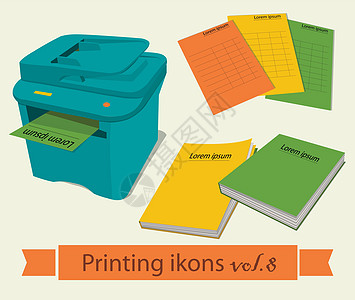 打印图标设置8插图打印机中心收藏复印机报纸数码夹子文档笔记本图片