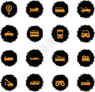 汽车电线运输简单的图标巴士航行车辆拖车气球货车油船火车摩托车公共汽车插画