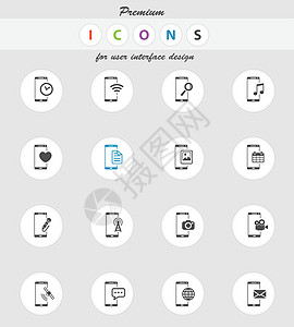 智能手机简单的图标电影音乐服务网站细胞电子邮件信封视频演讲数据图片