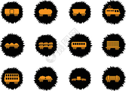 铁路货运交通图标集装箱服务绘画标签冰箱送货月台火车站插图货物背景图片