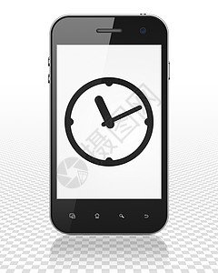 时间概念 显示时钟的智能手机灰色触摸屏历史屏幕倒数工具黑色手表展示电话图片