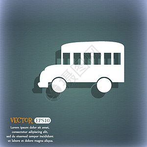 bus 图标 在蓝色绿色抽象背景上 有阴影和文字空间 矢量导航驾驶运输乘客交通卡车民众车辆学校正方形图片