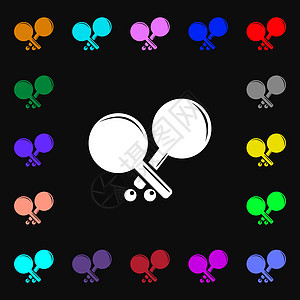 网球火箭图标符号 您的设计有许多多彩的符号 矢量图片
