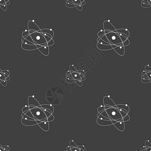 物理原子大爆炸图标标志 灰色背景上的无缝模式 韦克托星星插图标签学习黑色技术化学科学实验室粒子图片