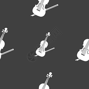 小提琴图标标志 灰色背景上的无缝模式 韦克托插图音乐细绳娱乐中提琴笔记艺术乐器音乐家旋律图片