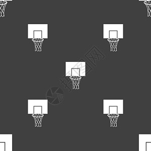 篮球篮板图标标志 灰色背景上的无缝模式 韦克托游戏竞赛娱乐运动分数插图篮子团队图片