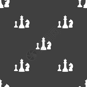 国际象棋游戏图标标志 灰色背景上的无缝模式 韦克托运动战术木板女王用户国王主教界面战略玩家图片