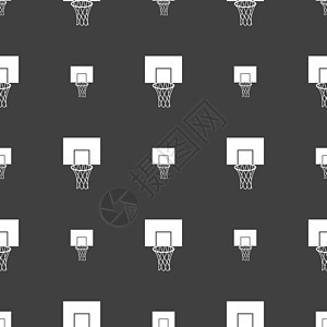 篮球篮板图标标志 灰色背景上的无缝模式 韦克托团队插图分数游戏娱乐竞赛运动篮子图片