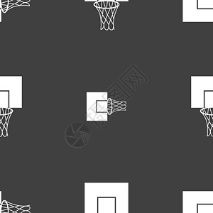 篮球篮板图标标志 灰色背景上的无缝模式 韦克托插图竞赛分数篮子娱乐游戏运动团队图片