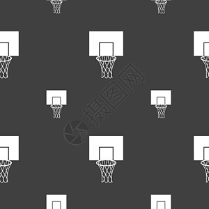 篮球篮板图标标志 灰色背景上的无缝模式 韦克托团队插图竞赛篮子分数游戏娱乐运动图片
