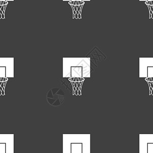 篮球篮板图标标志 灰色背景上的无缝模式 韦克托分数团队篮子竞赛插图游戏娱乐运动图片