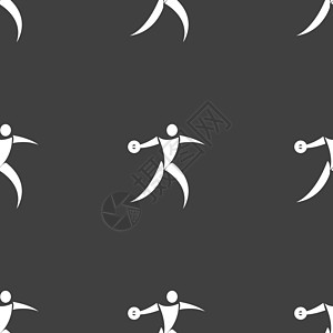 铁饼运动员图标标志 灰色背景上的无缝模式 韦克托插图男人投掷者记录成功运动竞赛力量竞技男性图片