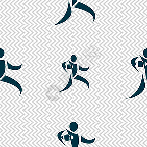 橄榄球运动员用球图标标志跑步 具有几何纹理的无缝模式 韦克托团队标识场地足球插图联盟图片